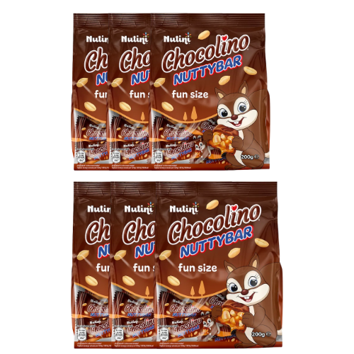 Nutini Chocolino Nuttybar Minis 200g Biscuits & Cereal Bars Nutini Pack of 6