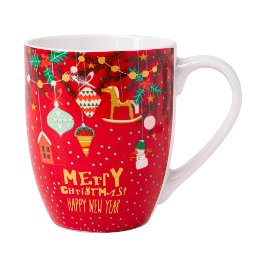 Christmas Ceramic Mug 360ml Festive Red & Green Holiday Assorted Designs Mugs FabFinds Hanging Ornaments