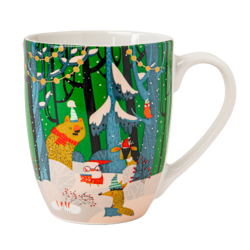 Christmas Ceramic Mug 360ml Festive Red & Green Holiday Assorted Designs Mugs FabFinds Santa and Elves