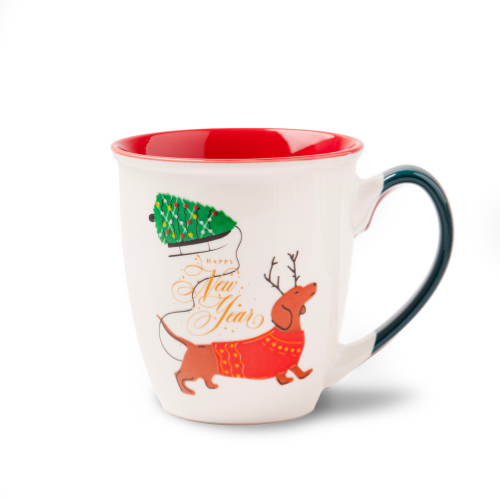 Christmas Dachshund Dog Mugs 350ml Assorted Designs Mugs FabFinds Dachshund Dog Reindeer