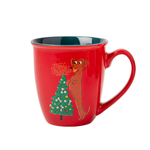 Christmas Dachshund Dog Mugs 350ml Assorted Designs Mugs FabFinds Dachshund Dog Xmas Tree Mug