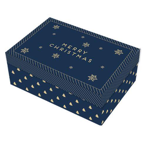 Christmas Rectangle Gift Boxes 12cm x 9cm Assorted Festive Designs Christmas Gift Bags & Boxes FabFinds Blue