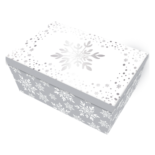Christmas Rectangle Gift Boxes 12cm x 9cm Assorted Festive Designs Christmas Gift Bags & Boxes FabFinds White