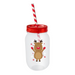 Christmas Mason Drinking Jar with Straw 500ml Drinkware FabFinds Reindeer