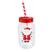 Christmas Mason Drinking Jar with Straw 500ml Drinkware FabFinds Santa