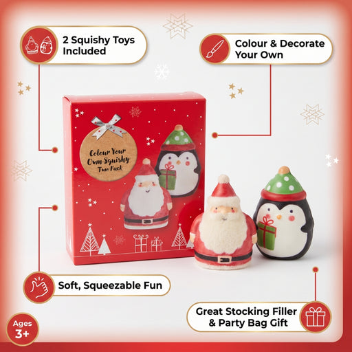 Christmas Festive Kids Craft Kit Colour Your Own Squishy 2 Pack Christmas Decoration FabFinds