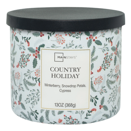 Mainstays Country Holiday Winterberry Snowdrop Cypress Scented Jar Candle 13oz Candles Mainstays