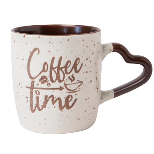 Cream Ceramic Mug 350ml with Heart-Shaped Handle Assorted Designs Mugs FabFinds Mocha