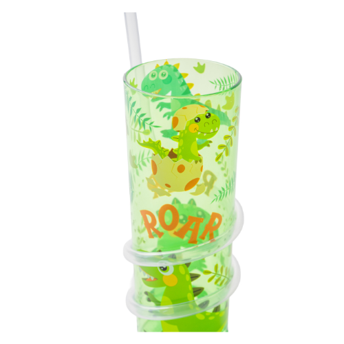 Dinosaur Tumbler with Curly Straw Drinkware FabFinds