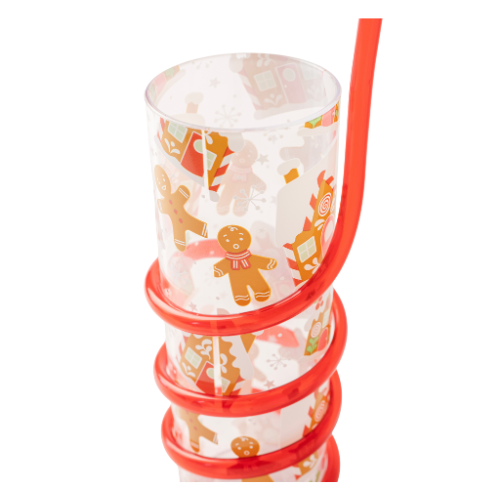Christmas Drinks Cup with Curly Straw Assorted Colours Drinkware FabFinds