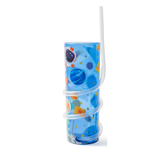 Curly Straw Drink Cup Space Design 450ml Drinkware FabFinds