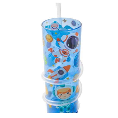 Curly Straw Drink Cup Space Design 450ml Drinkware FabFinds