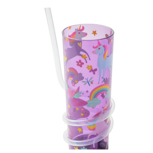 Unicorn Tumbler with Curly Straw Drinkware FabFinds