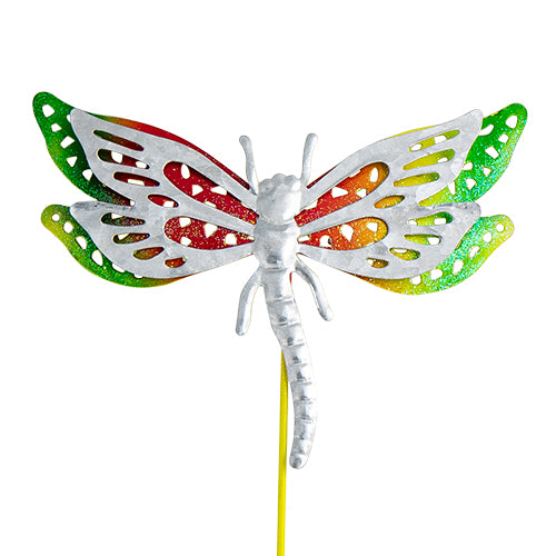 Roots & Shoots Dragonfly Stake Garden Decoration Assorted Colours Garden Decor Roots & Shoots Green & Pink  