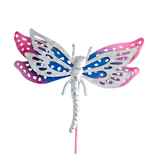 Roots & Shoots Dragonfly Stake Garden Decoration Assorted Colours Garden Decor Roots & Shoots Pink & Blue  