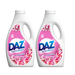 Two bottles of DAZ Cherry Blossom laundry detergent on a white background