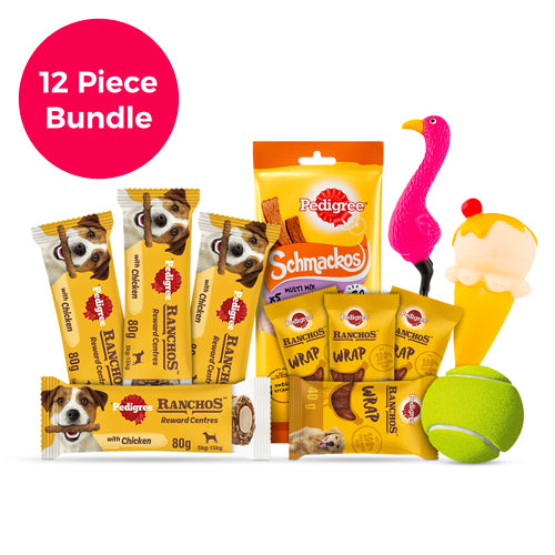 Dog Treat Bundle Pack + FREE Tennis Ball 12 Piece - FabFinds