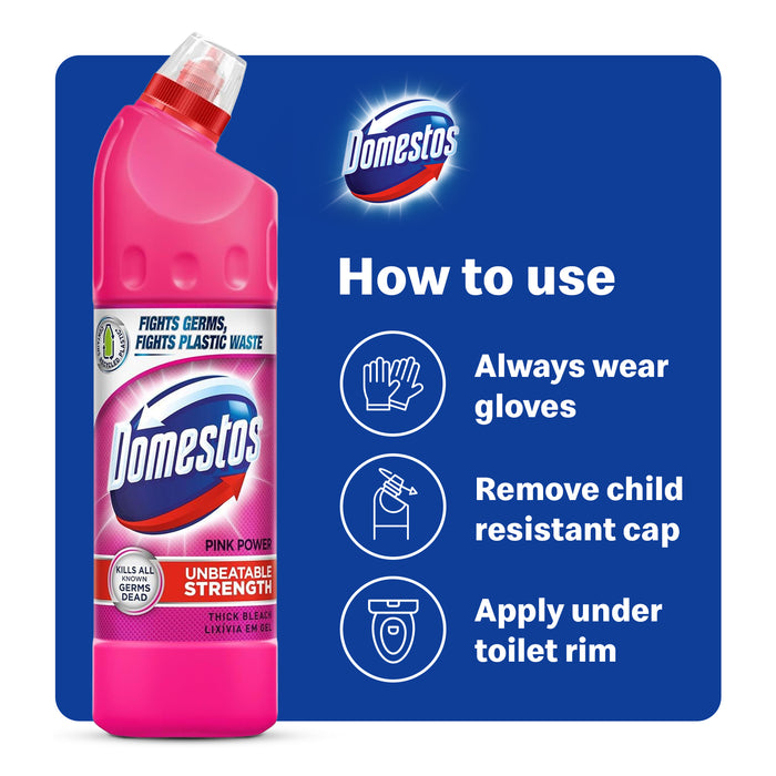 Domestos Pink Power Bleach 750ml Assorted Packs Toilet Cleaners Domestos