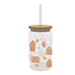 Festive Glass Drinking Cup with Straw 480ml Assorted Designs Christmas Tableware FabFinds Gingerbread House