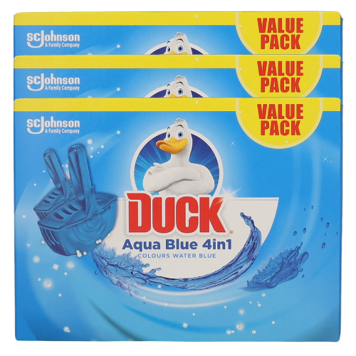 Duck 4-in-1 Rimblock Aqua Blue Assorted Packs Toilet Cleaners Duck Pack of 3