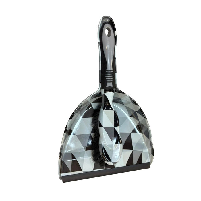 Geometric Print Dustpan and Brush Set Assorted Colours
