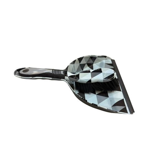 Geometric Print Dustpan and Brush Set Assorted Colours Brushes, Brooms & Mops FabFinds Black