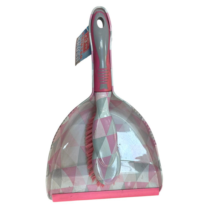 Geometric Print Dustpan and Brush Set Assorted Colours