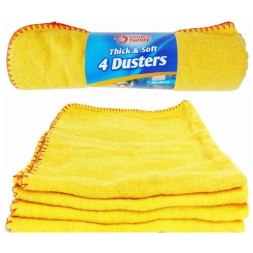 Thick and Soft Yellow Dusters 4 Pk 45 x 40 Cleaning FabFinds   