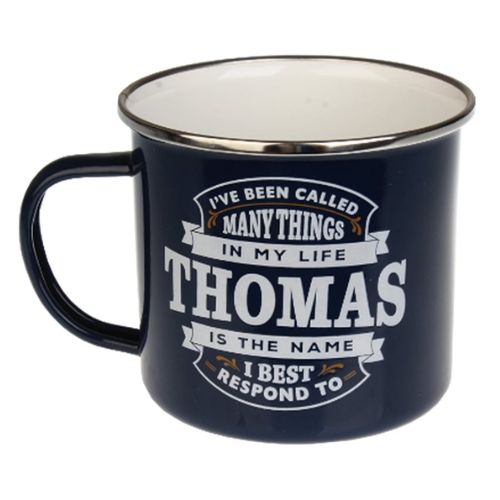 Enamel Personalised Coffee Mug Thomas  history & heraldry   