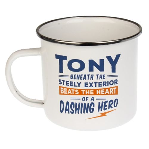 Enamel Personalised Coffee Mug Tony  history & heraldry   