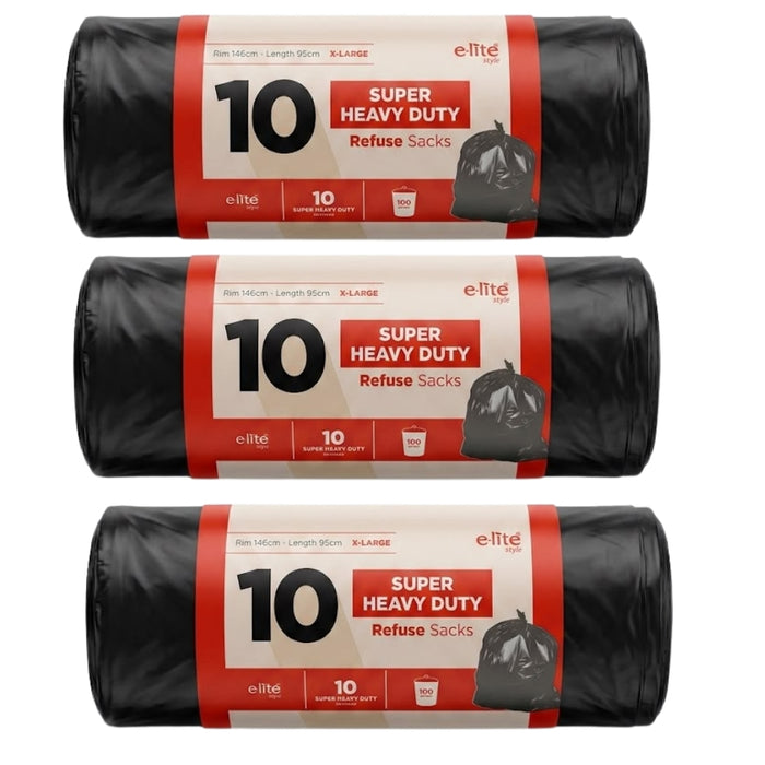 Elite Heavy Duty Bin Bag 10s Bin Bags Elite Pack of 3