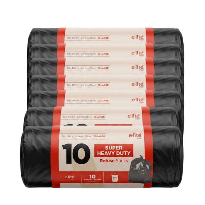 Elite Heavy Duty Bin Bag 10s Bin Bags Elite Pack of 6
