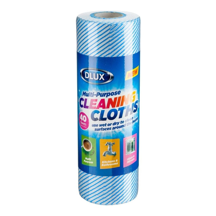 Dlux Multi-Purpose Cleaning Cloth Roll 40 Sheets Assorted Packs
