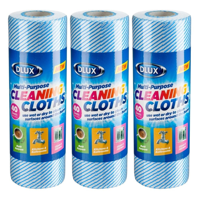 Dlux Multi-Purpose Cleaning Cloth Roll 40 Sheets Assorted Packs