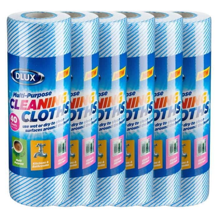 Dlux Multi-Purpose Cleaning Cloth Roll 40 Sheets Assorted Packs