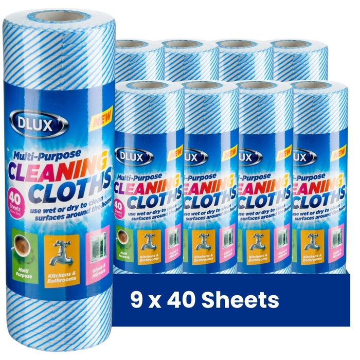 Dlux Multi-Purpose Cleaning Cloth Roll 40 Sheets Assorted Packs