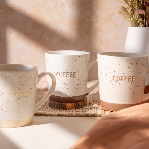 Natural Speckled Ceramic Coffee Mugs 400ml Assorted Design Mugs FabFinds