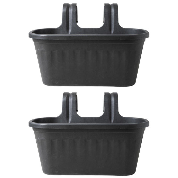 Garden Essentials Over Fence Plastic Basket 38cm Assorted Colours Plant Pots & Planters Garden Essentials Black Pack of 2
