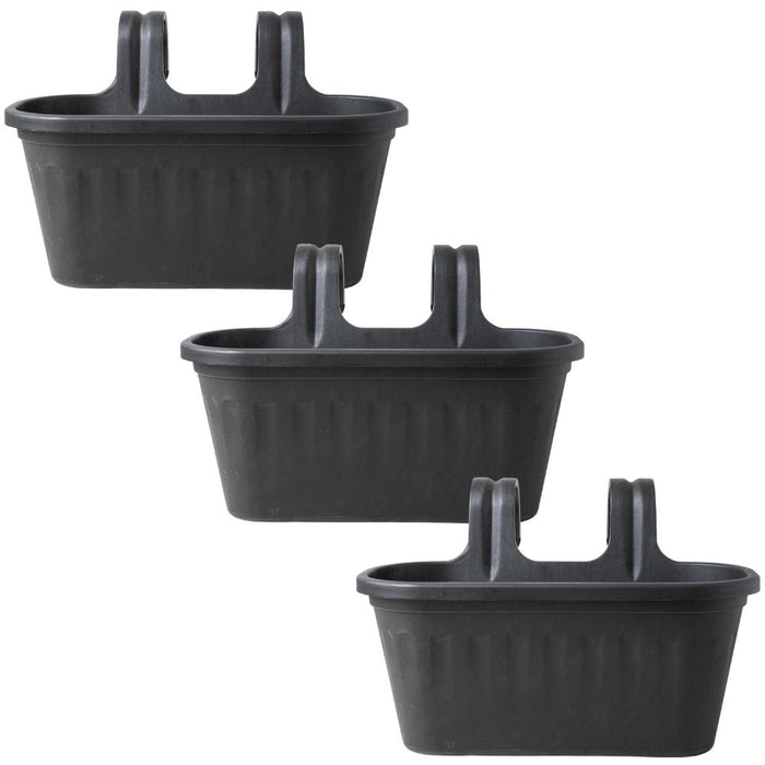 Garden Essentials Over Fence Plastic Basket 38cm Assorted Colours Plant Pots & Planters Garden Essentials Black Pack of 3