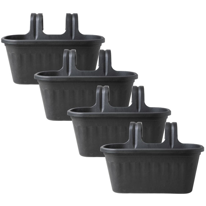 Garden Essentials Over Fence Plastic Basket 38cm Assorted Colours Plant Pots & Planters Garden Essentials Black Pack of 4