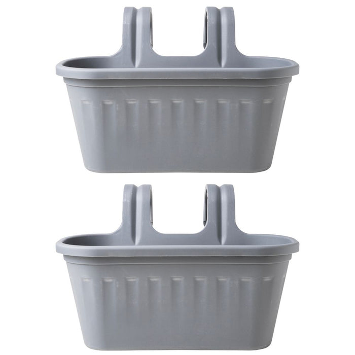 Garden Essentials Over Fence Plastic Basket 38cm Assorted Colours Plant Pots & Planters Garden Essentials Grey Pack of 2