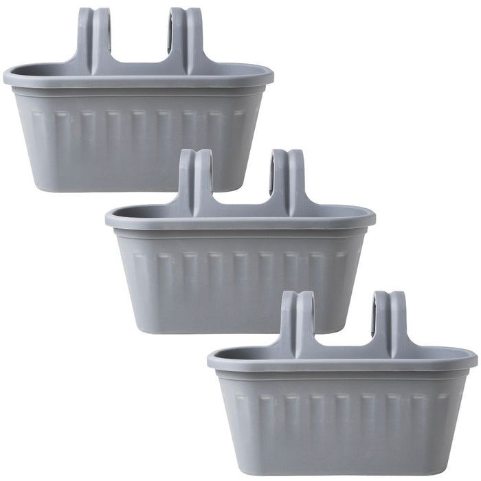 Garden Essentials Over Fence Plastic Basket 38cm Assorted Colours Plant Pots & Planters Garden Essentials Grey Pack of 3