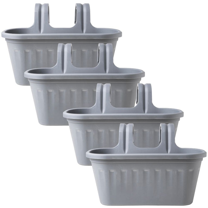 Garden Essentials Over Fence Plastic Basket 38cm Assorted Colours Plant Pots & Planters Garden Essentials Grey Pack of 4