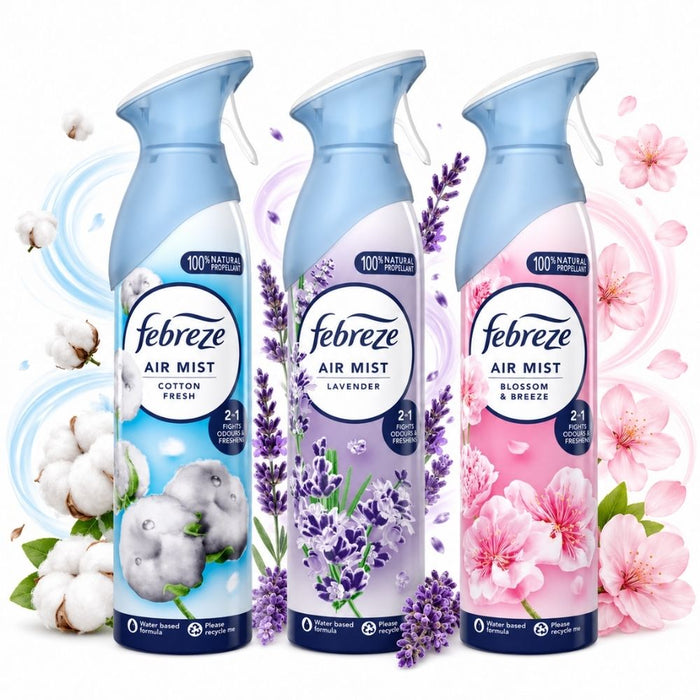 Febreze Happy Home Air Freshener Spray Bundle Mixed Scents 3x185ml