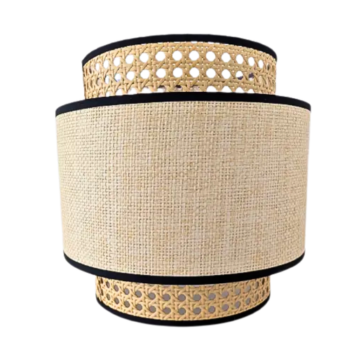 Natural Raffia Grass Contrast Trim Lampshade 26cm Lighting FabFinds