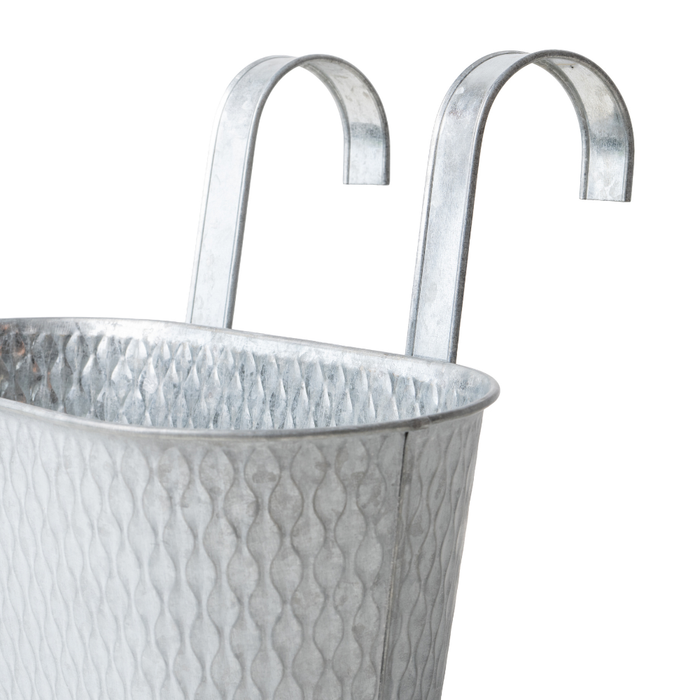 FabFinds Silver Pattern Over Fence Hanging Basket 26.5cm