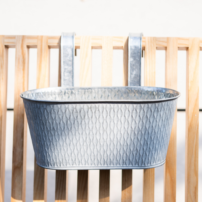 FabFinds Silver Pattern Over Fence Hanging Basket 26.5cm