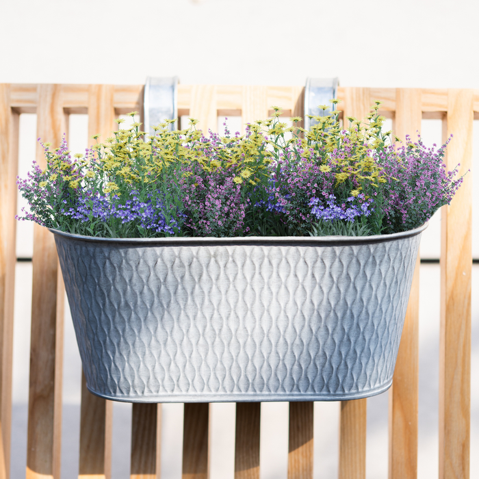 FabFinds Silver Pattern Over Fence Hanging Basket 26.5cm