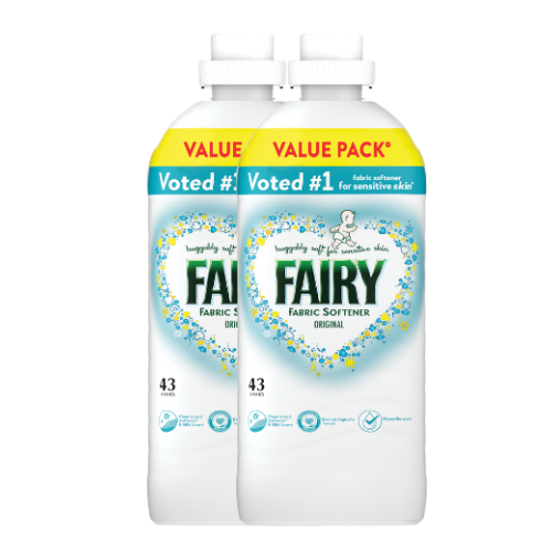 Fairy Fabric Conditioner Original Gentle Softness for Sensitive Skin 43 Washes Assorted Packs Laundry - Fabric Conditioner Fairy Pack of 2
