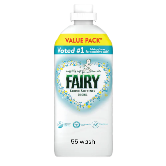 Fairy Fabric Conditioner Original Gentle Softness for Sensitive Skin 55/43 Washes Assorted Packs Laundry - Fabric Conditioner Fairy 55 Pack of 1